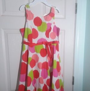 Pink and red multi colored polka dot dress